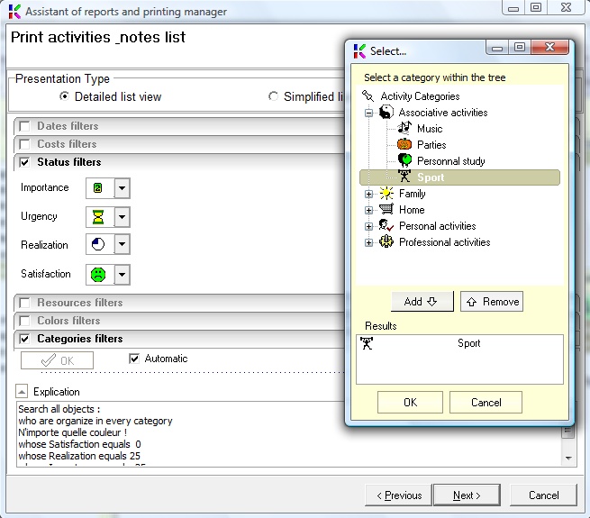 Customized reports with filters on every criterion