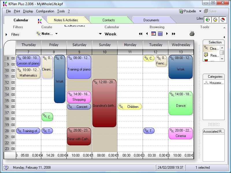 Presentation of week view of Kplan PLUS