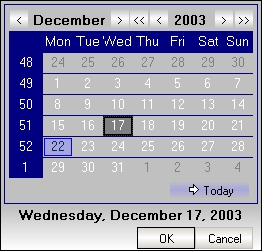 Calendar where you can choose a specific date