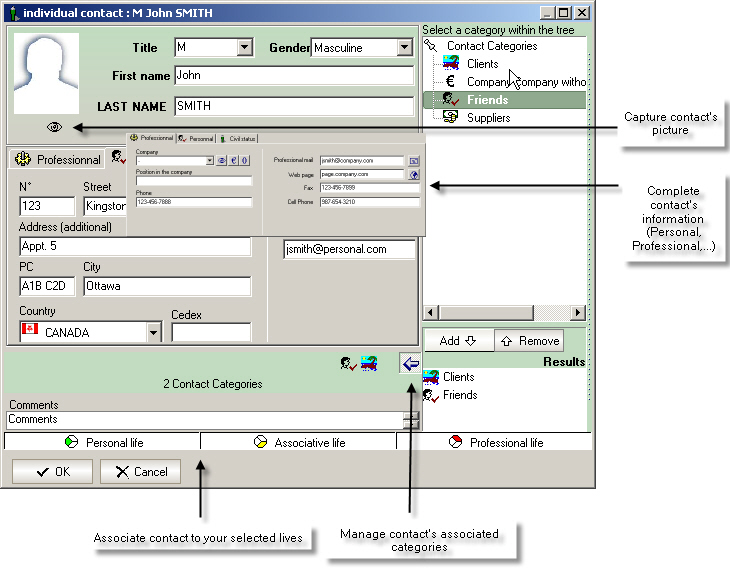 Explanations of new Contact window