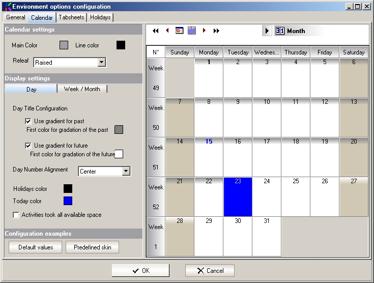 Environment Options Window