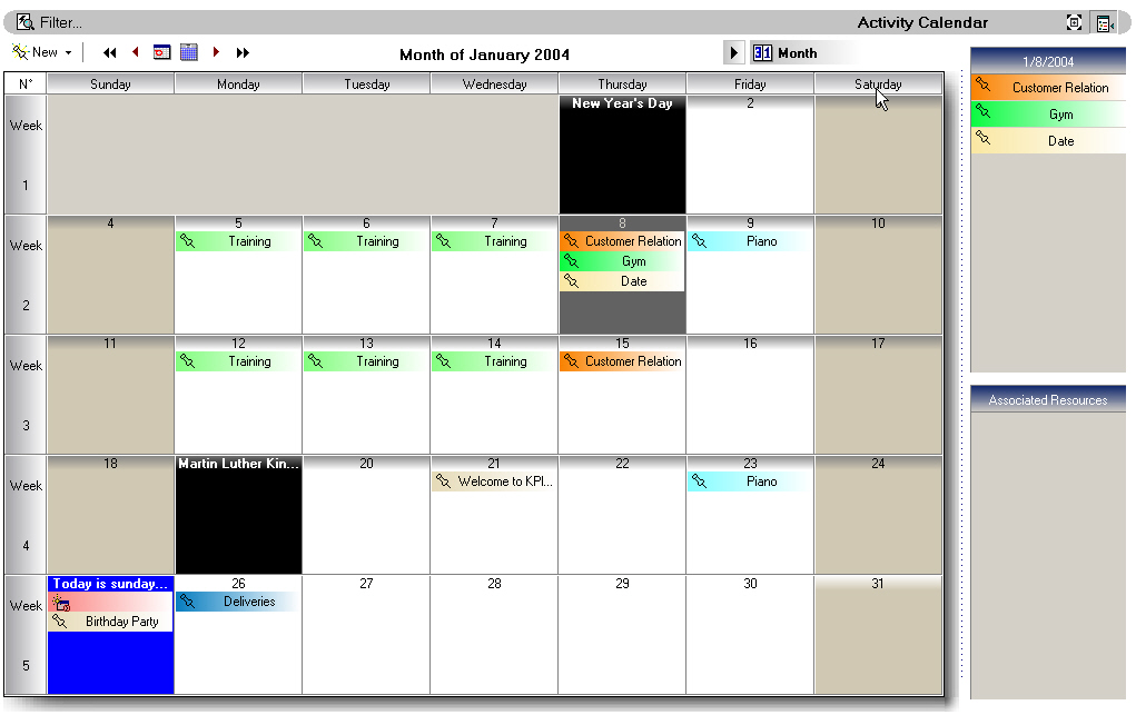 Month View of Kplan