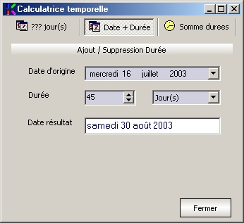 Chronodatrice : calcul sur les durees