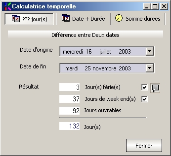 Chronodatrice : calcul sur les jours