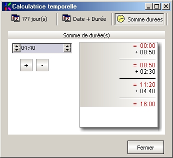 Chronodatrice : calcul sur le cumul des durées