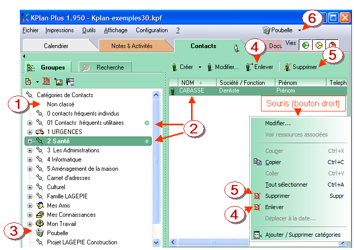 Enlever et supprimer dans le logiciel Kplan