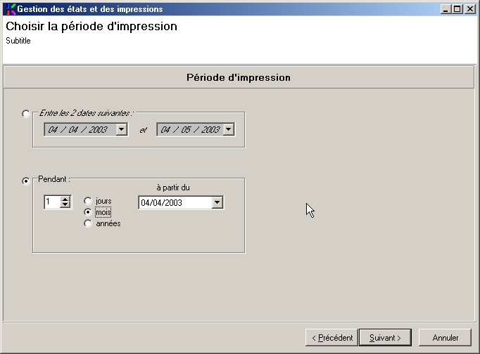 Choix d'une période de référence