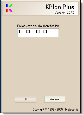 Sasir le mot de passe pour la version KPLAN PLUS