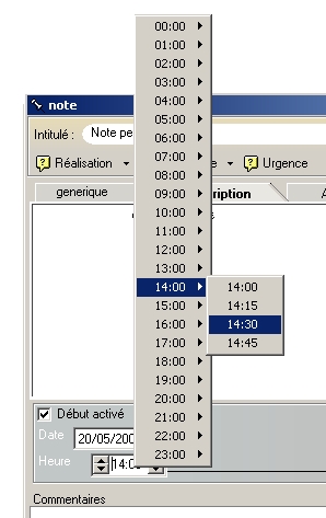 Truc, menu bouton droit, pour changer l'heure